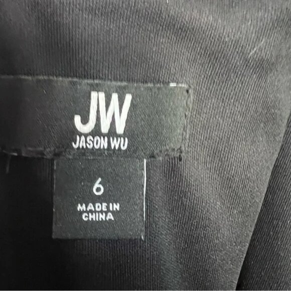 Jason Wu Black Illusion Dot Mesh Midi Dress Size 6 Sweatheart Bodice - Picture 11 of 12